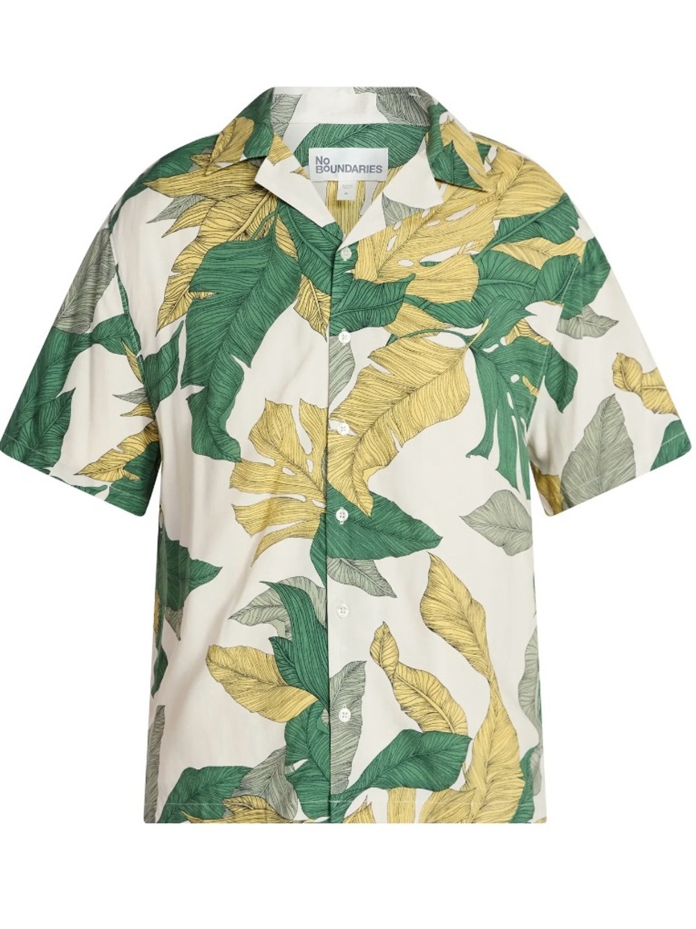 NWT No Boundaries Yellow Green leaf  Button-Up Shirt